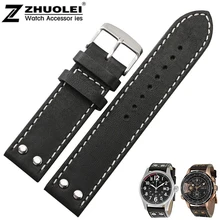 20mm 22mm Nouveau hommes de haute qualité En Cuir Véritable Montre de Courroie De Bande Bracelets Argent En Acier Inoxydable Boucle Fermoir pour Hamilton