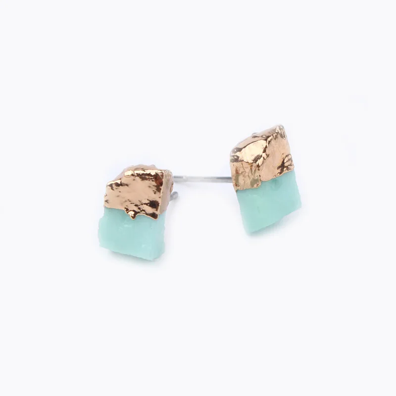

Simple Design Small Ear Stud Irregular Natural Stone Chic Stud Earrings For Women Jewelry Statement Pendientes Mujer Moda 2019