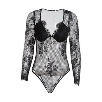 

Fashionable Women's One-piece Sexy Teddy Babydoll Lace Lingerie Bodysuit Jumpsuits Perspective Backless Siamese Sleepwear A20