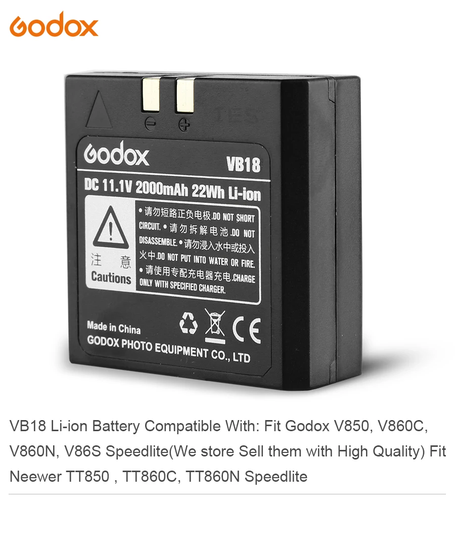 Godox VB18 DC 11,1 V 2000mAh 22Wh литий-ионный аккумулятор для Ving V850 V860C V860N Вспышка Speedlite(VB-18 батарея