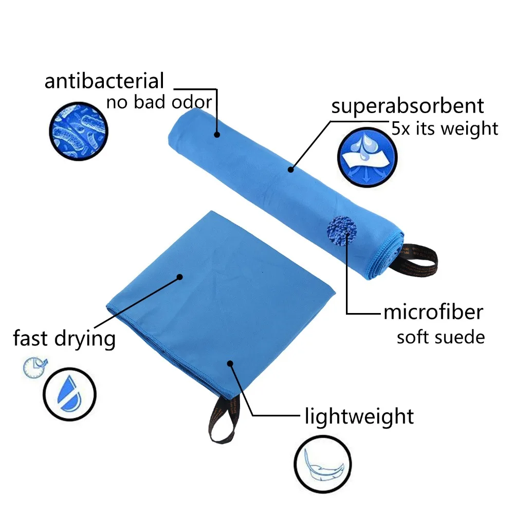 2 шт., большой размер, микрофибра, набор спортивных полотенец для путешествий, мягкие быстросохнущие пляжные полотенца с сумкой для спортзала, плавания, йоги, товары для путешествий