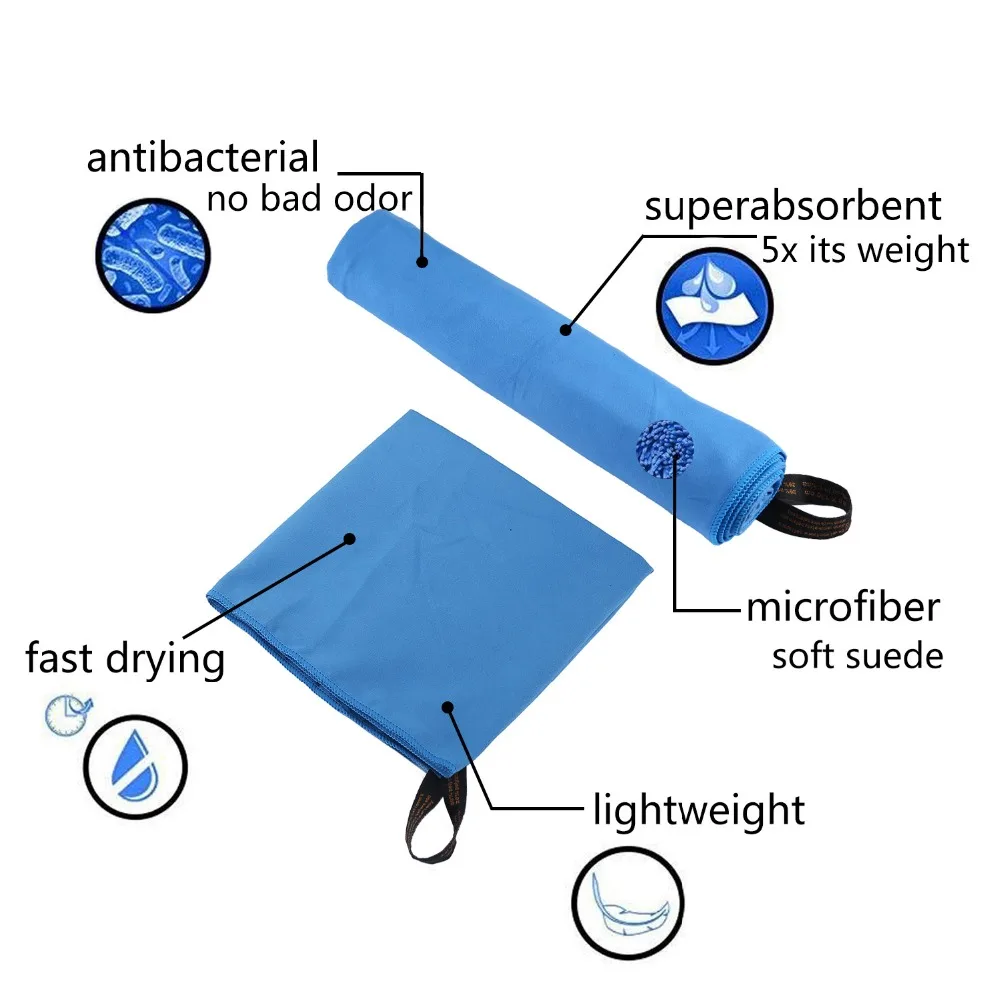 Набор мягких быстросохнущих пляжных полотенец из микрофибры для путешествий и