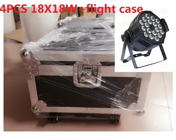

4 pz 18x18 W LED Par Luci con 1 flight case rgbwa uv 6in1 led par luce