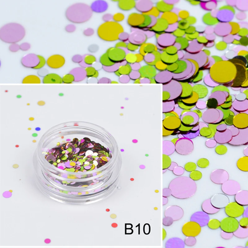 

YZWLE 1g Round Nail Glitter Mixed 1/2/3mm Ultrathin Sequins Nails Art Decoration Multi Colors For DIY Manicure Accessories #B10