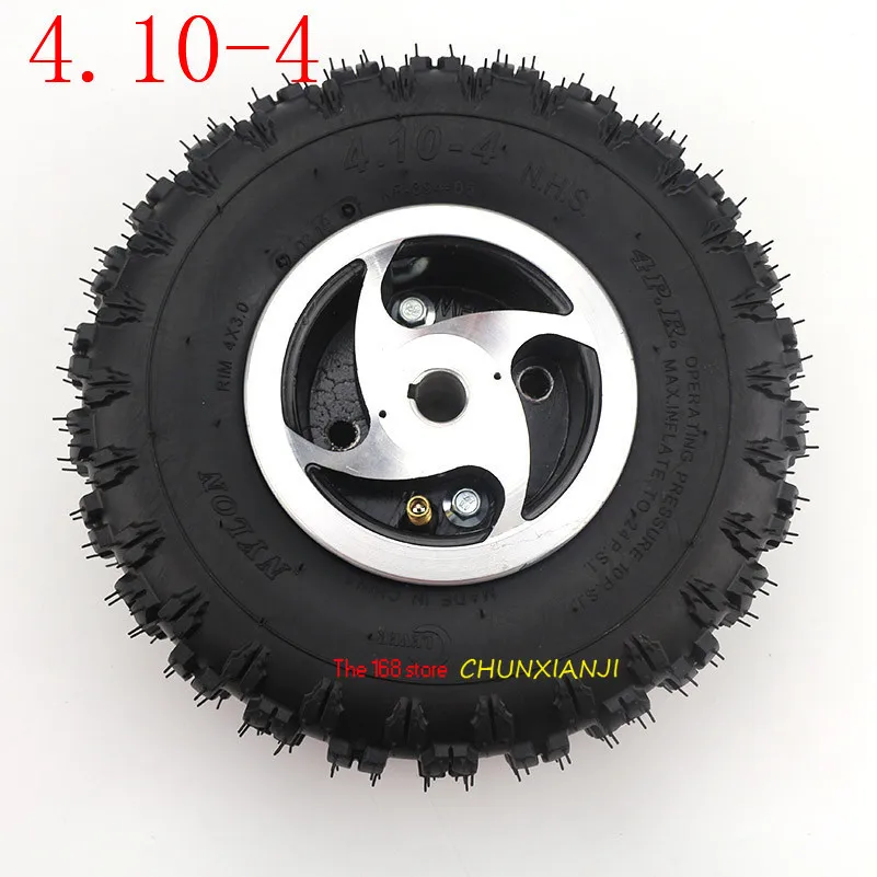 Good quality 3.00-4 4.10-4 trye and inner tube rim wheel Alloy hub for 49cc ATVQuad Go Kart Gas scooter bike motorcyWheel tyres