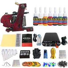 Полный комплект для тату-катушки для подводки Shader Электропитание педаль иглы рукоятка наконечники татуировки тело и искусство TK105-61