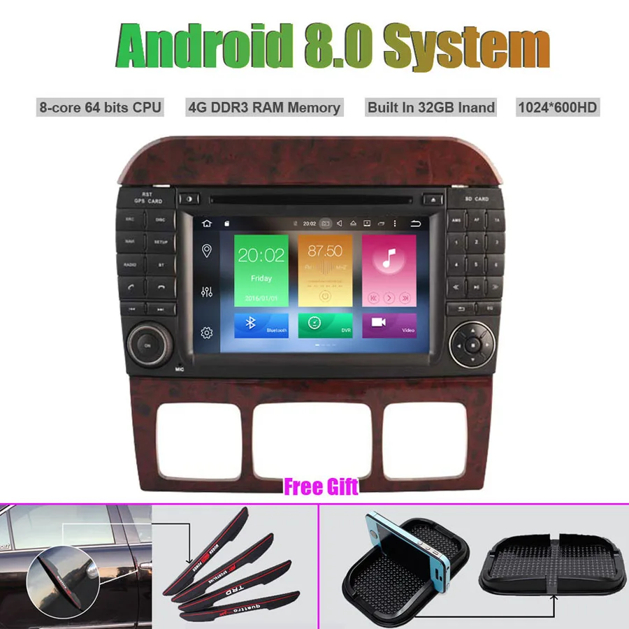Flash Deal Octa Core Android 8.0 CAR DVD Player for MERCEDES-BENZ S CLASS W220 GPS navigation Car multimedia player 0