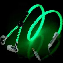 6 Color Glow Headphone Luminous Light Metal Zipper font b Earphone b font Glow In The