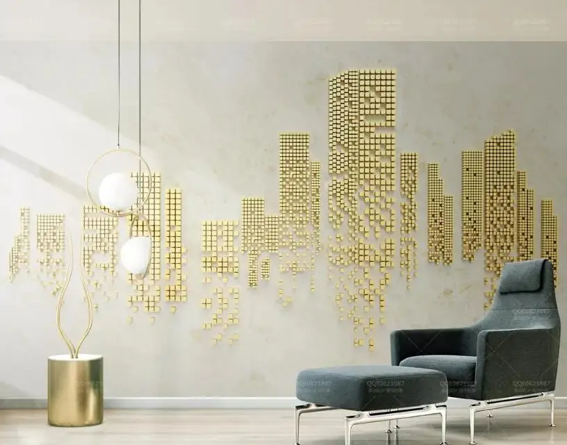 Beibehang пользовательские 3D фото обои 3d геометрические кубики золотой город ТВ фон стены papel де parede 3d обои papel росписи