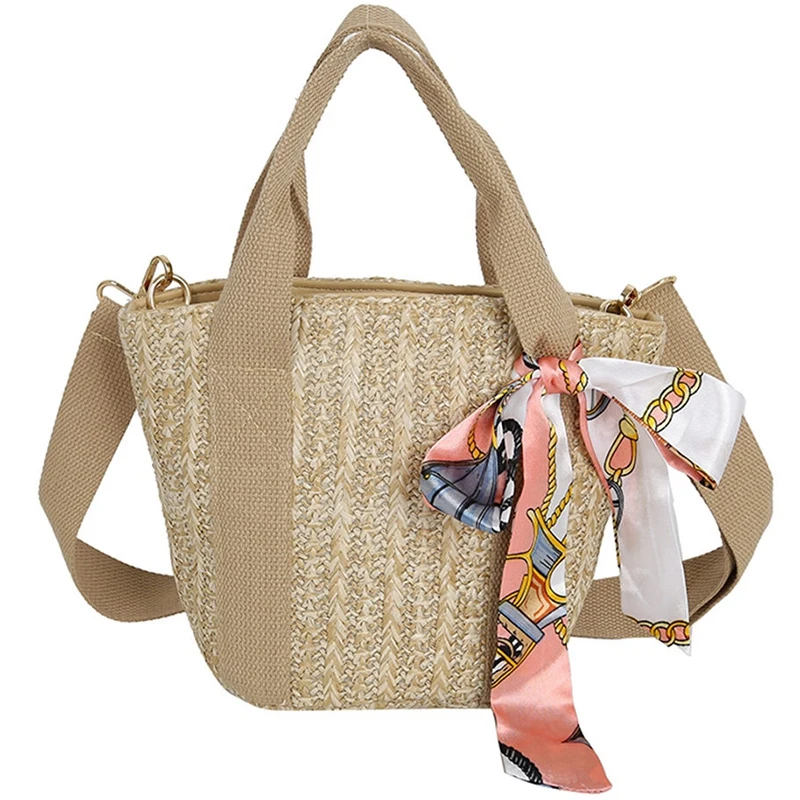 

FGGS-Women'S Scarf Beach Bag Vacation Beach Woven Shoulder Bag Shoulder Messenger Handbag