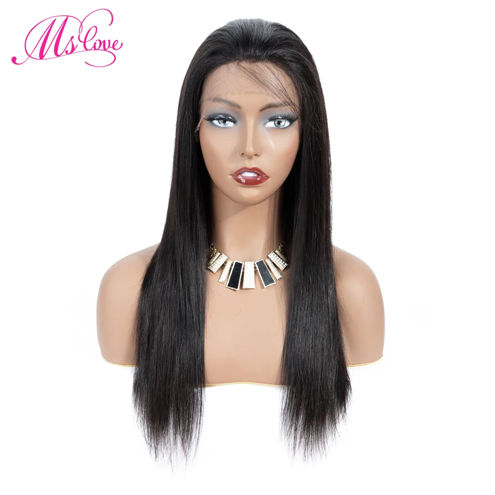 MS любовь короткий парик-Боб Синтетические волосы на кружеве человеческих волос парики для черный Для женщин Бразильский прямые волосы