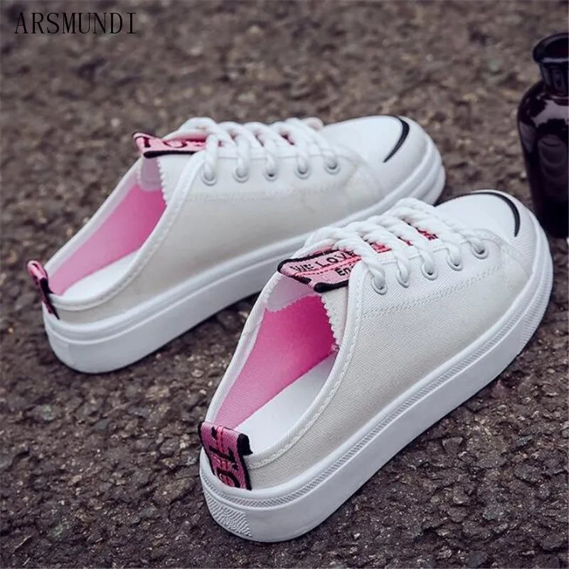 

ARSMUNDI 2019 Fashion Canvas Shoes Women Vulcanization Woman Breathable Casual Flats White Sneakers women Zapatos De Mujer M370
