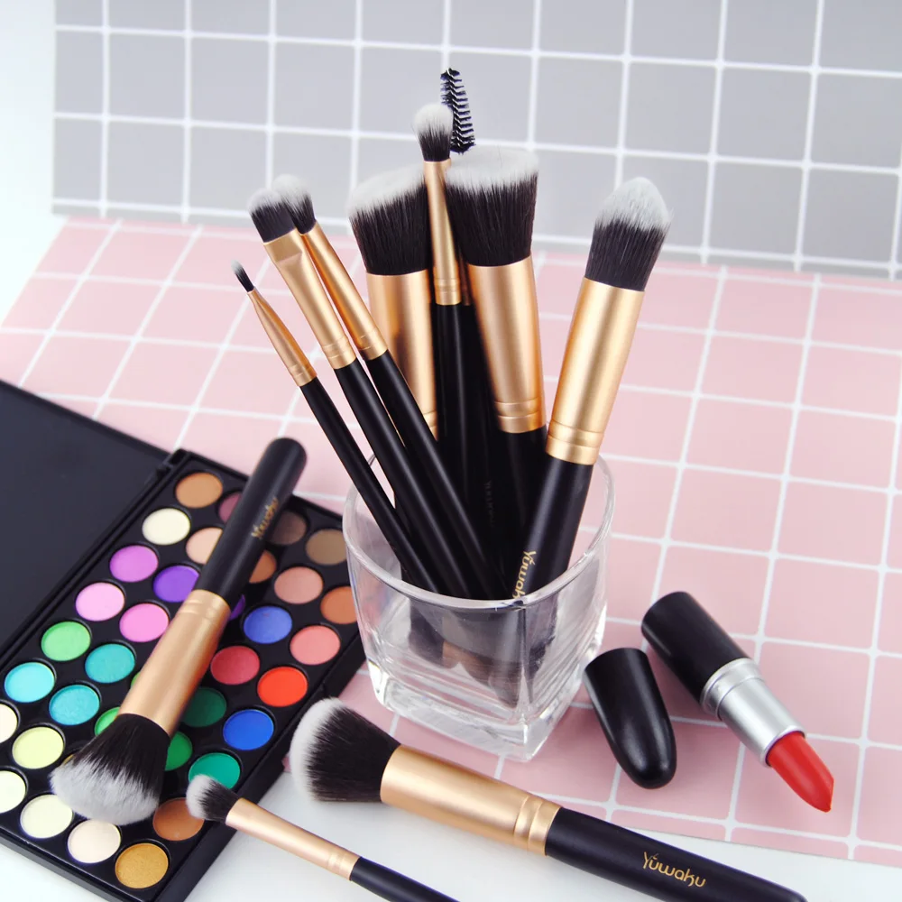 14Pcs  Womens Fashion synthetic Makeup Brushes Set Powder Foundation Eye shadow Cosmetics Beauty Soft Hair Maquiagem Tool Kits