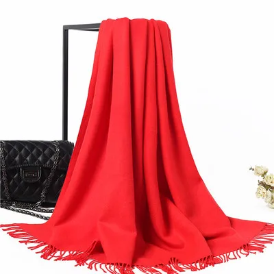 Одеяло больших размеров, шали для мужчин и женщин, Кашемировое пончо, накидка, Длинные теплые верблюжьи шарфы, зимний шарф из пашмины для женщин 71 ''X 26'' - Цвет: Красный