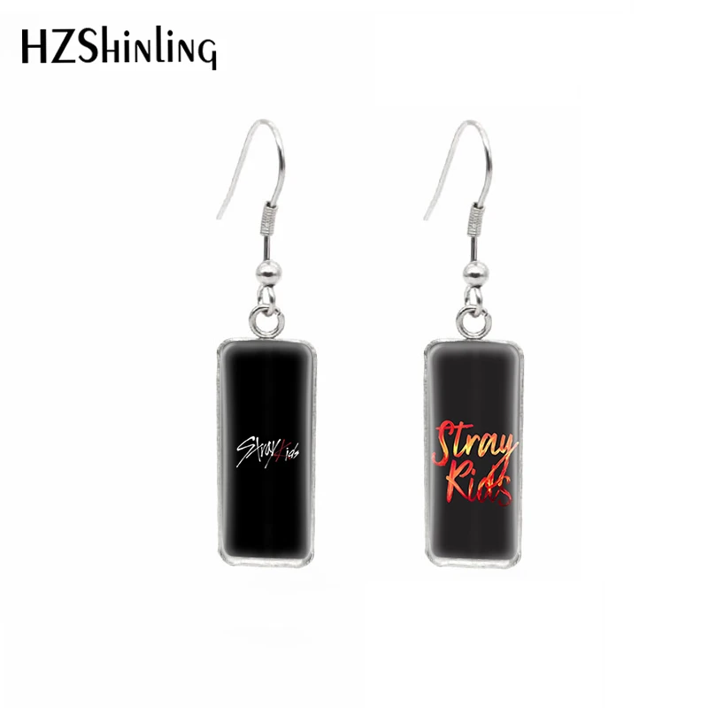 HZSHINLING Fashion Kpop Men Group Stray Kids из нержавеющей стали квадратные серьги с французским
