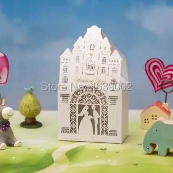 

50 PCS Free Shipping CB3127 Castle Wedding Day Candy Paper Box Wedding Deocration (STPB-021)