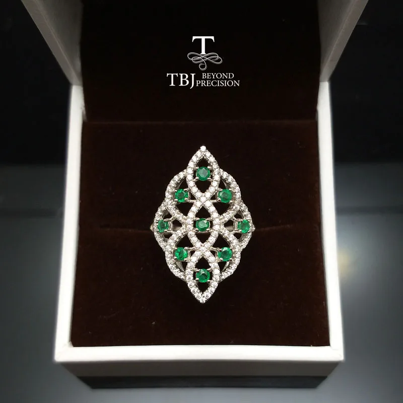 

TBJ, fashion and elegant ring with 100% natural emerald gemstone in 925 sterling silver,new design gemstone ring for women&girls