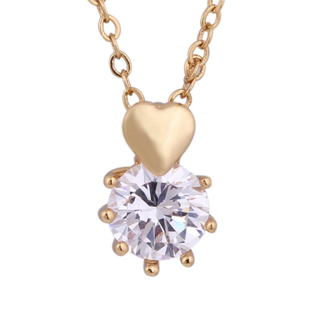 Heart Shaped Gold Pendant Necklace with Austrian Zircon D0612 J B