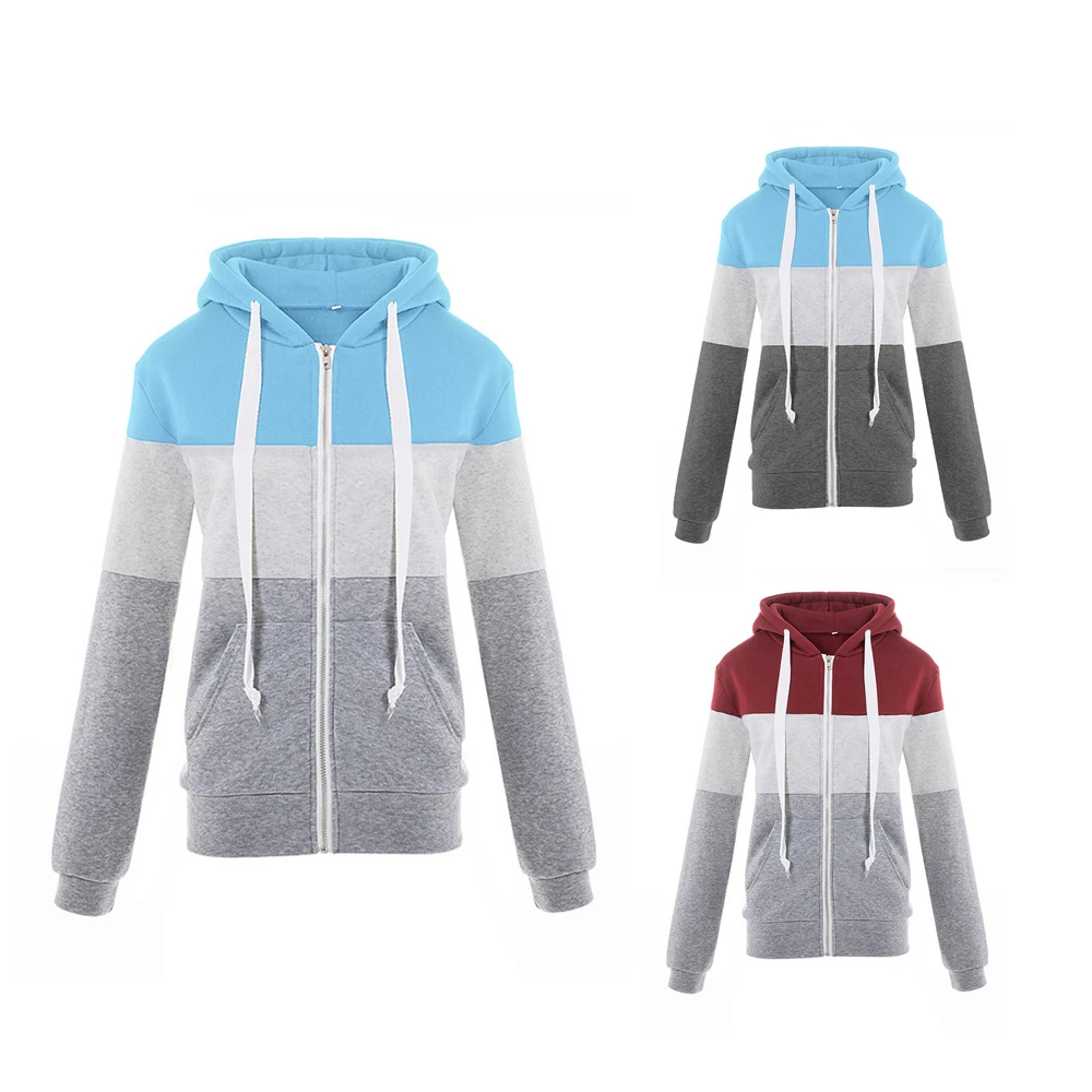 2018 Hoodies Women Casual Lady Sweatshirts Long Sleeve Loose All Match Pocket Autumn Winter Slim Patchwork Cute Hoodie Fashion