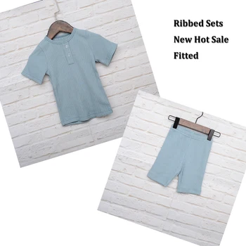 

HITOMAGIC New Fashion 2019 Children Sets For Kids Baby Girl Boys Clothes Ribbed Short Sleeve Fitted Soft Hot Sale Summer Cloth