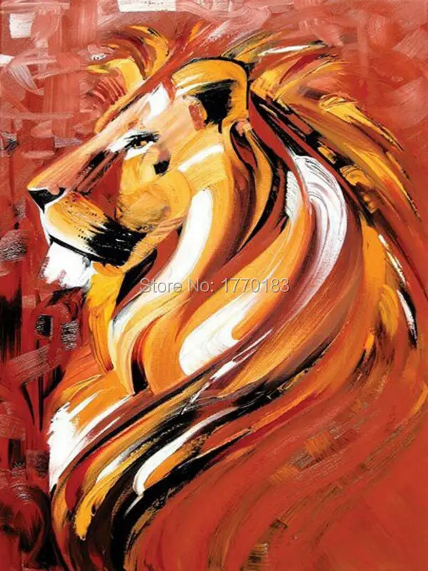 hand painted post modern abstract lions oil painting cafe