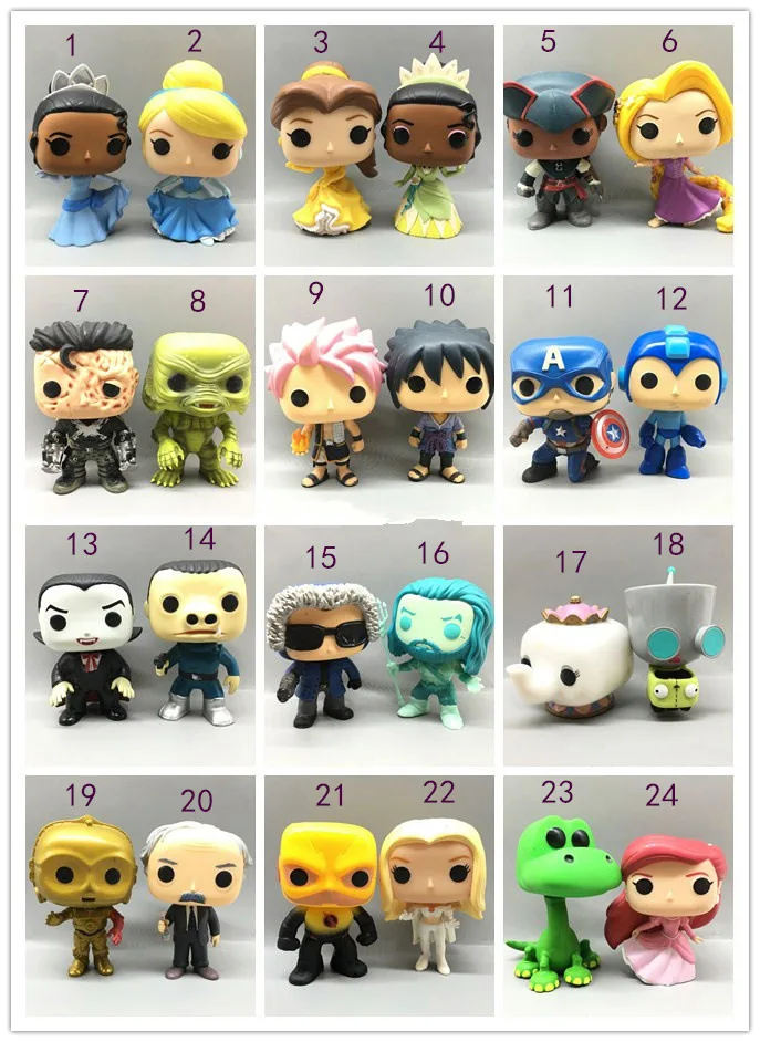 

Funko pop Princess: Ariel, Belle, Cinderella, Rapunzel, Tiana, Aquaman, Pott, Flash, Vampire Figures Collectible Model Toys Hot