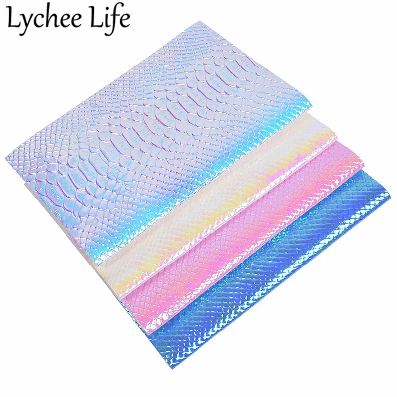 Lychee Life цветная крокодиловая кожа ткань Переливающаяся искусственная кожа 29x21 см Ткань DIY Ручная работа швейная ткань аксессуары поставки