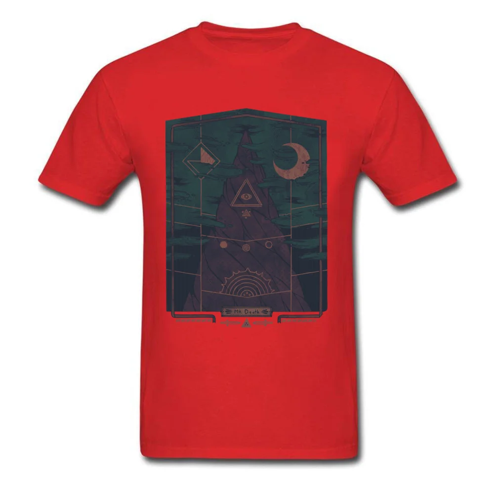 Mount Death T-Shirt Short Sleeve Family Men's Thanksgiving Day Tops Shirt Printed On T Shirt Round Collar 100% Cotton Fabric Mount Death red