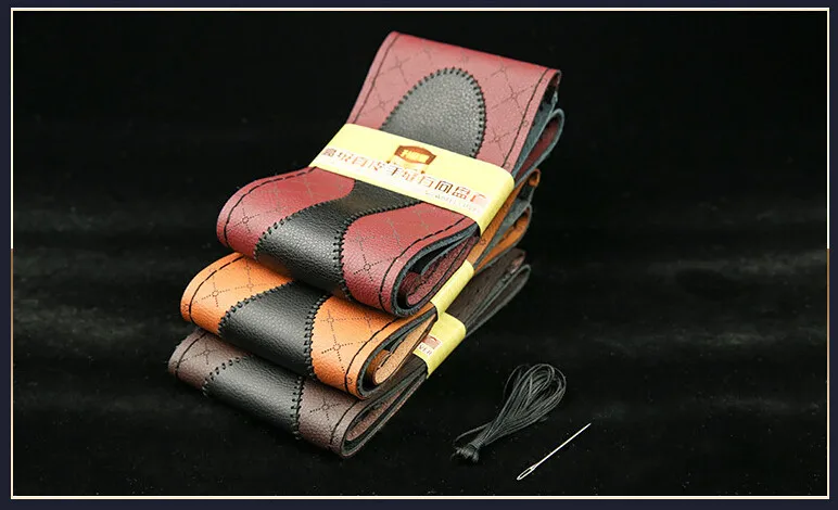 38 см DIY кожаный чехол на руль с иглами и резьбой для Opel BMW Benz hyundai Kia Ford VW Skoda Passat Citroen