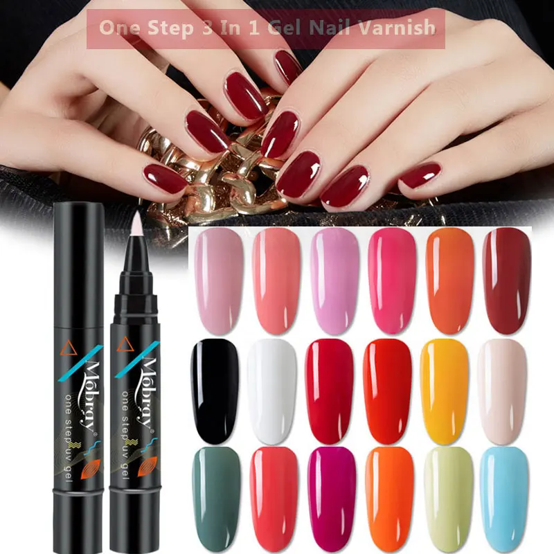

8ML One Step Nail Gel Polish Pen 36 colors UV LED Gel Pen Varnish Lacquer 3 In 1 Nail Art Manicure Soak Off Gel Polish