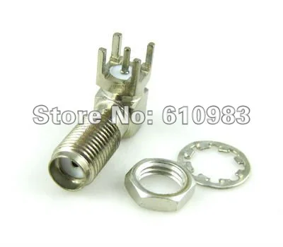 

Free shipping (10 pieces/lot) SMA female Jack right angle PCB mount thru hole bulkhead RF coaxial connector