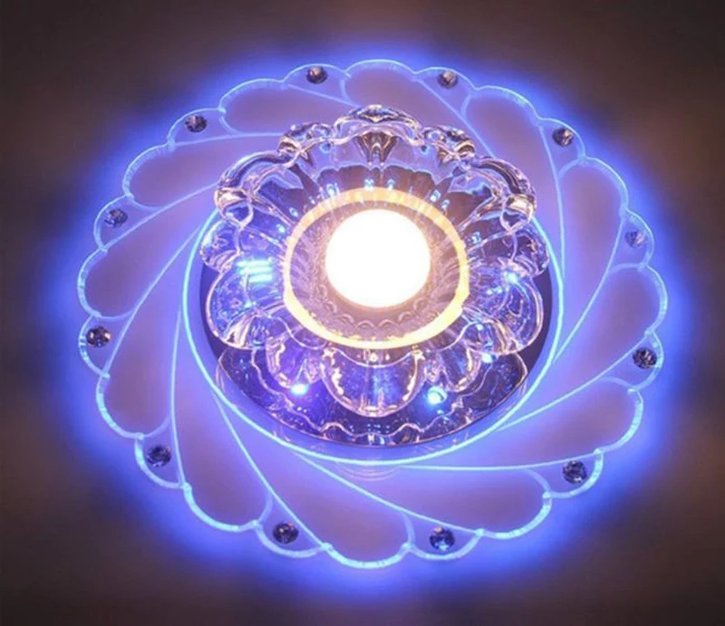 

110V 220V Mini Ceiling Lamp Colorful Modern LED Crystal Light Circular Luminarias Rotunda For Living Room Aisle C