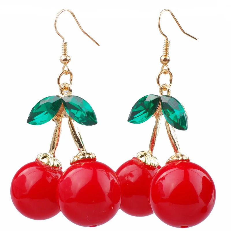 Buy Vintage Cherry Earrings Cute Fruit Design Red Earrings Cheap Statement