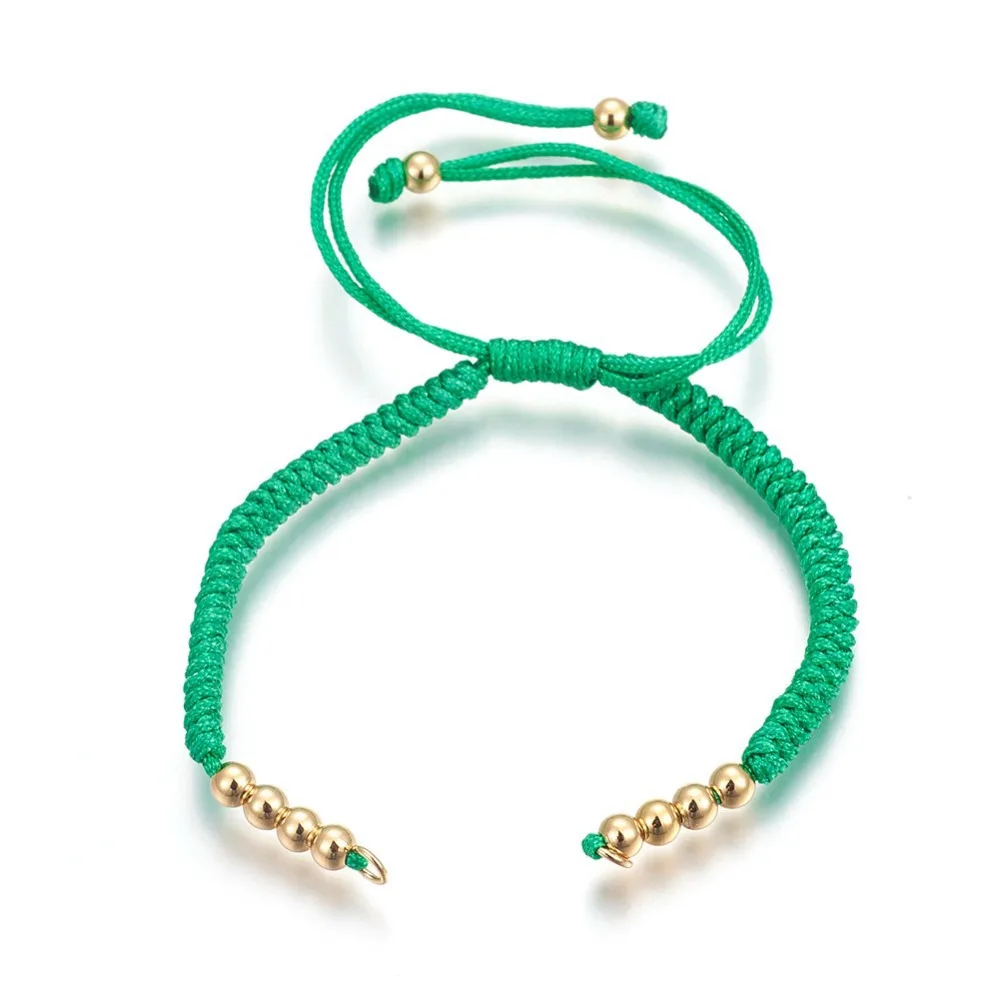 

PandaHall Nylon Cord Braided Bead Bracelets Bangle DIY Craft Making Jewel Brass Beads Long-Lasting Plated Real Gold-Plated Green