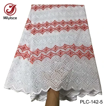 

High quality african cotton lace fabric 2018 voile cotton lace 2 in 1 colors nigerian lace fabric for dress PLC-142