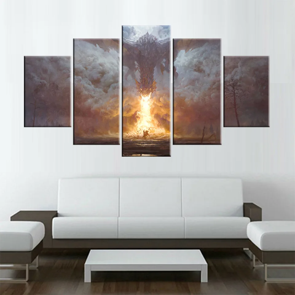 

Home Decoration Modern Painting On Canvas Posters Frame 5 Panel Movie Game Of Thrones Living Room Wall Art HD Printed Pictures