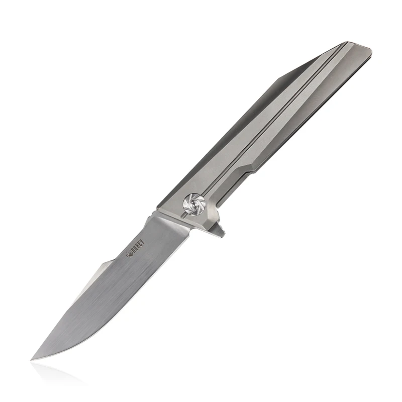 

KUBEY KU205TI Folding Pocket Knife with Clip, 3.3" Crucible S35VN Steel and Titanium Handle, Ceramic Ball Bearing Washer