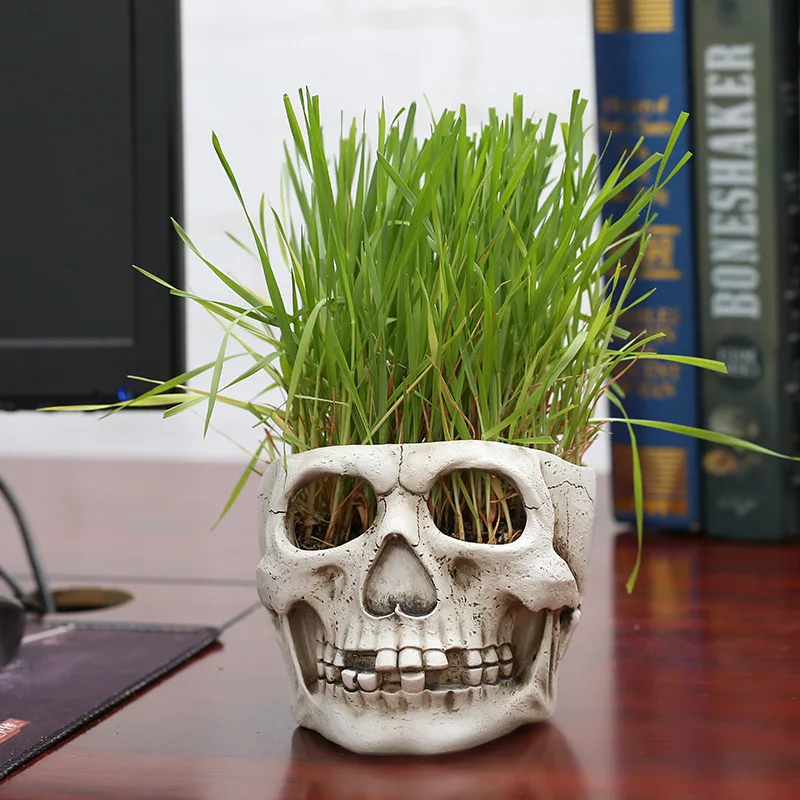 Creative Skull Flower Pots Skeleton Bone Home Decor Halloween Desk Garden Flowerpot Resin Crafts Drop Shipping | Дом и сад