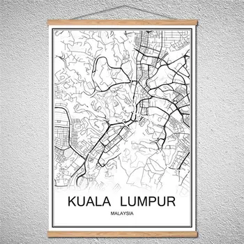 

Famous KUALALUMPUR World City map Customized PatternCanvas Modern poster Abstract print picture Oil Painting With Frame