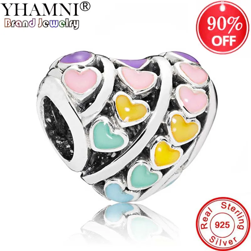 

90% OFF! New Fashion Original 925 Sterling Silver Heart Charms fit Bracelets & Necklace for Women DIY Jewelry Accessories DXZ-88