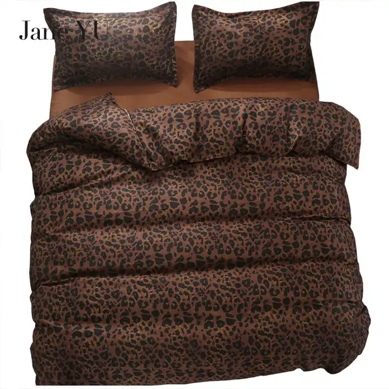 Janeyu 2019 Bedding Set Super King Size Duvet Cover Leopard