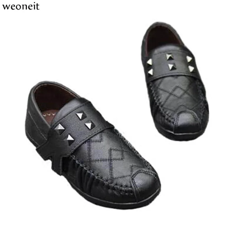 Weoneit New Children Shoes Black Boys Leather Shoes