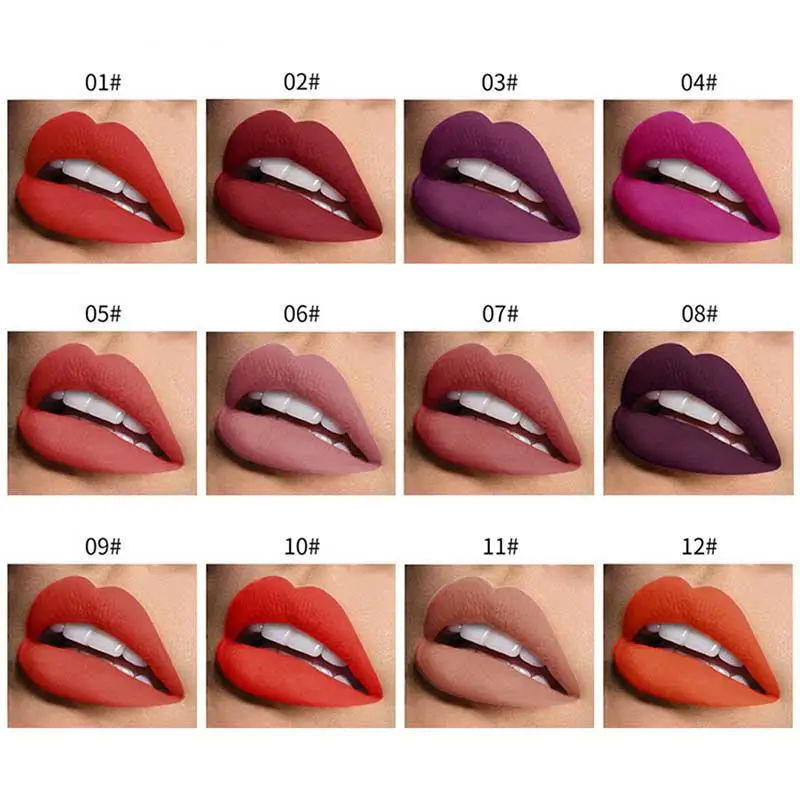 

12 Colors Liquid Sexy Matte Lipstick Waterproof Red Moisturizer Velvet Matte Lip Gloss Tint Makeup