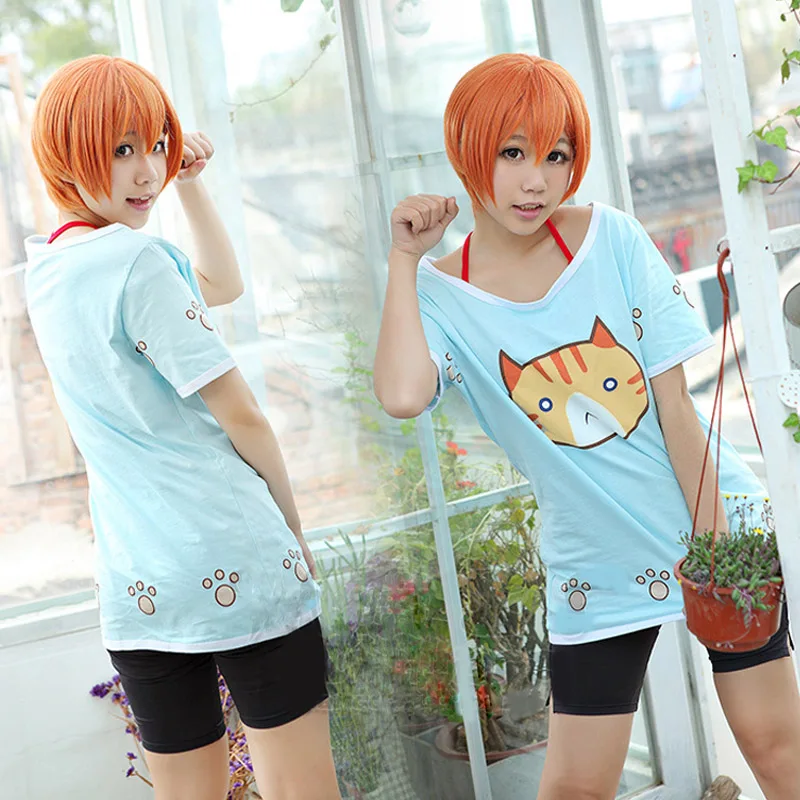 Coshome Love live футболка Lovelive Hoshizora Rin Косплей костюмы кошка футболки женские девушки