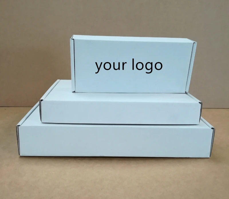 

100/Batch Customized White Corrugated Carton Printed Trademark Delivery Mailbox Packing Polo T-shirt Underclothes Packing