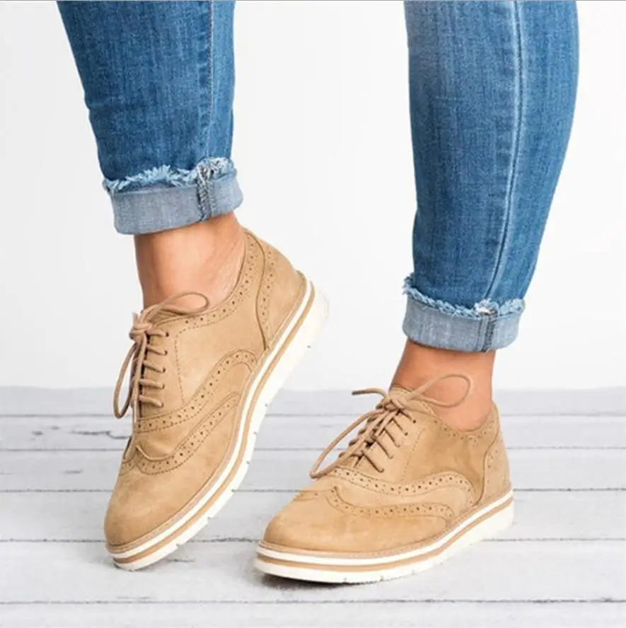 

2018 New EVA Brogue Shoes Woman Platform Oxfords British Style Creepers Cut-Outs Flat Casual Women Shoes 5 Colors XWD6990