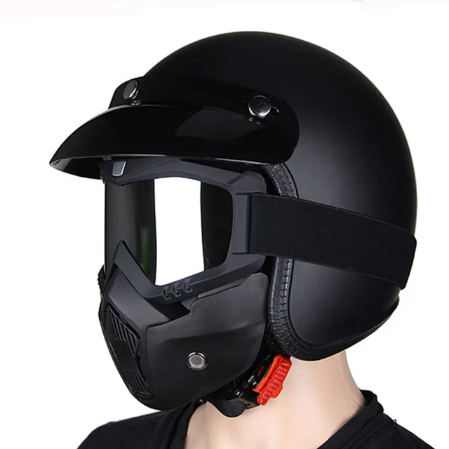Vintage Moto Casque De Moto Masque Rétro Visage Ouvert Jet Scooter
