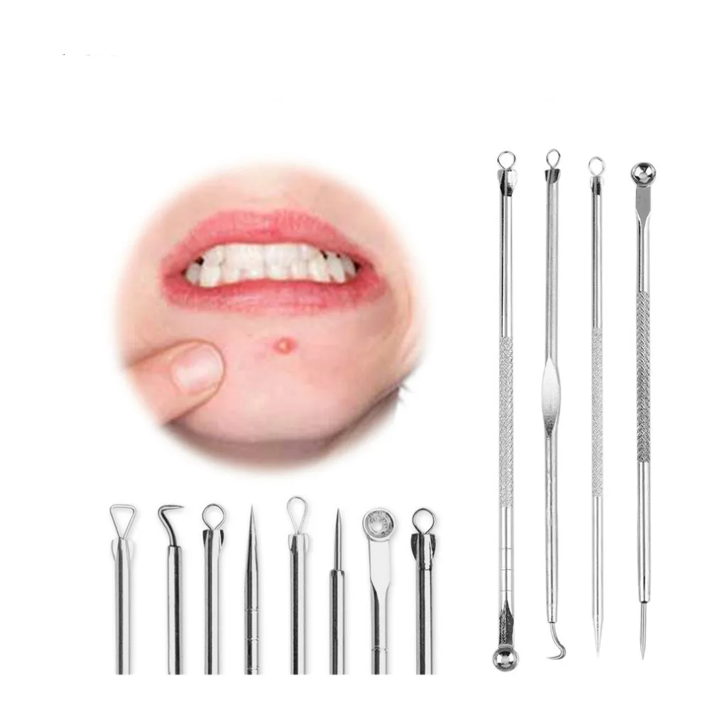 

4pcs/set Stainless Steel Double-ended Acne Needle Blackhead Blemish Remover Pimple Comedone Facial Cleaning Skin Care Tool