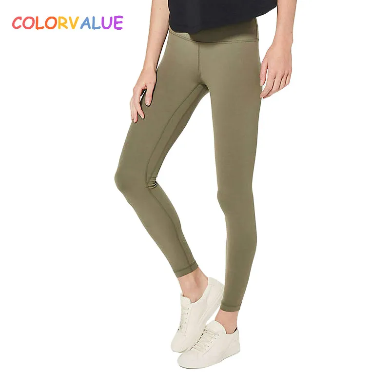Colorvalue Squatproof Hip Up Yoga Fitness Leggings Women V shape Solid