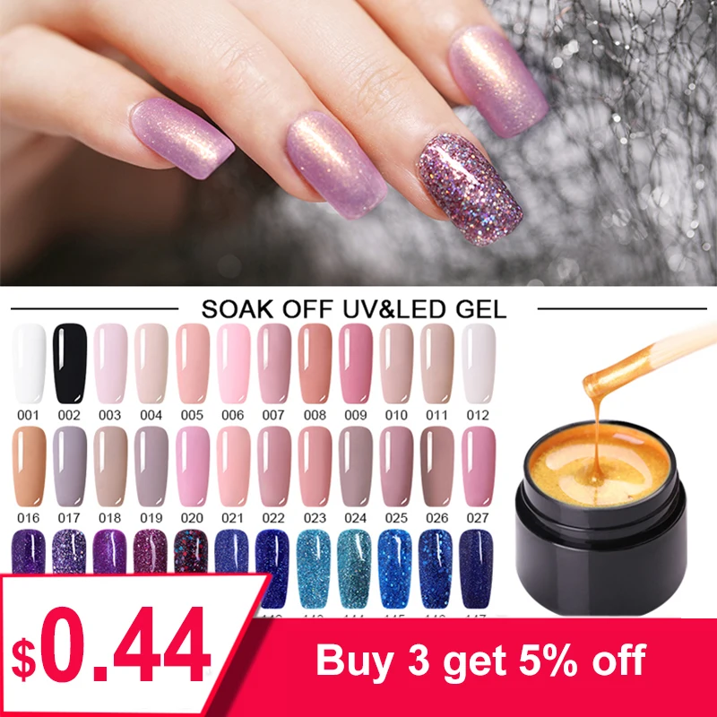 

LEMOOC Starry Glitter Gel 180 Colors 5ml Pure Color Varnish Nail Art Salon Soak Off UV LED Nail Art Design Gel Lacquer